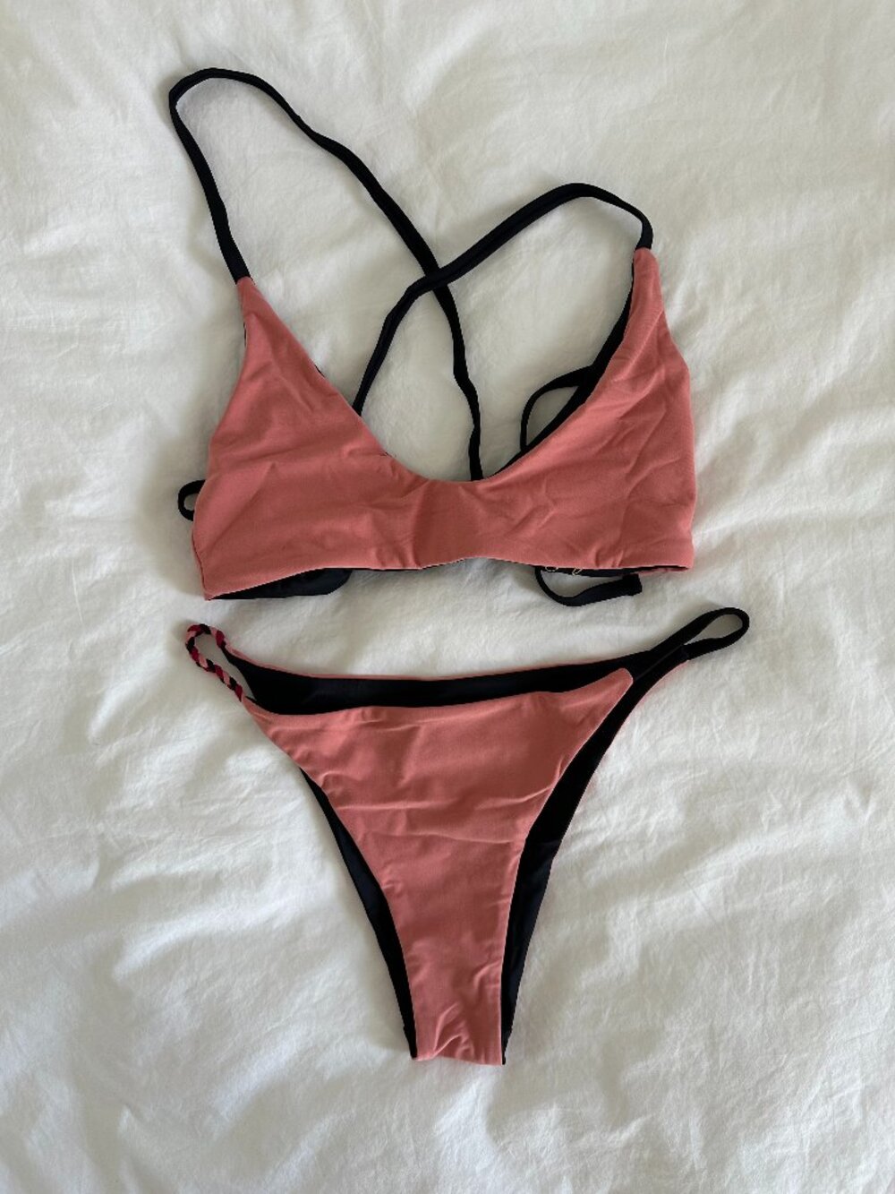 reversible bikini set rose and black by for the dreamers